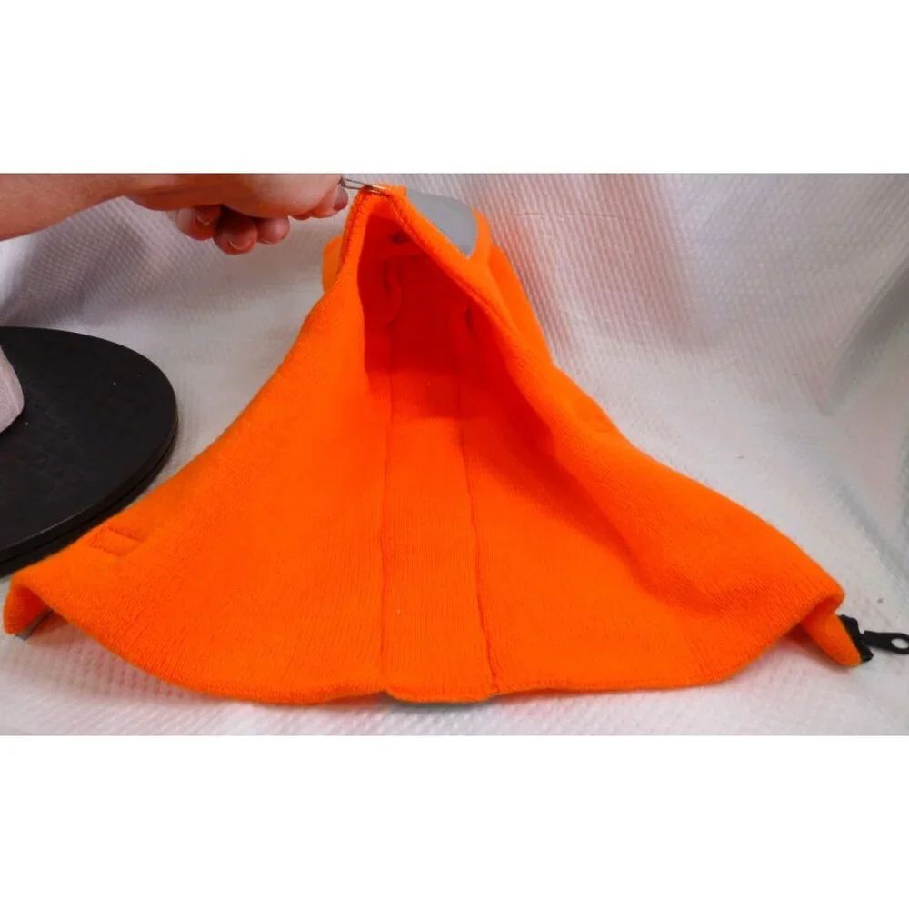 NWTHigh-Visibility Orange Knit Balaclava With Reflective Stripes & Zippered Fron